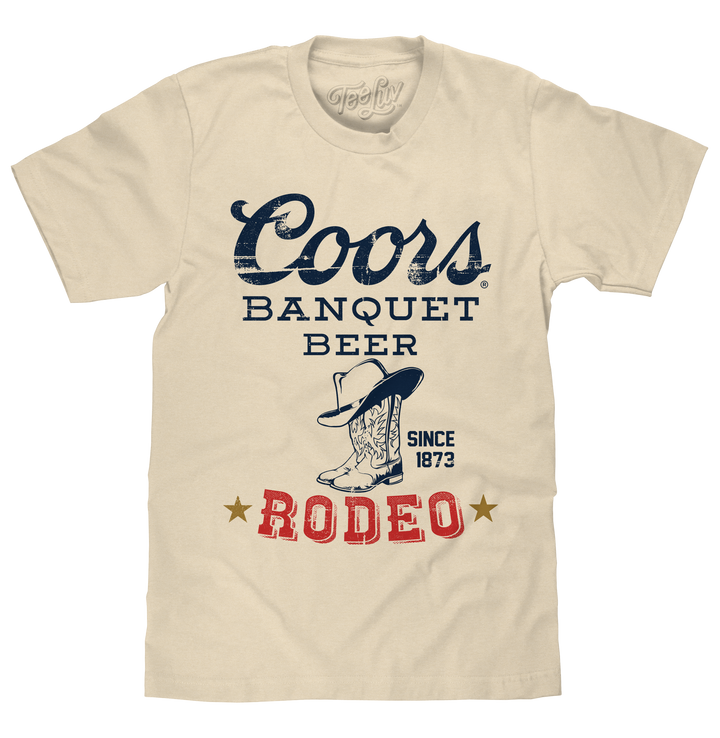 Coors Banquet Beer Rodeo Cowboy Boots and Hat T-Shirt - Cream