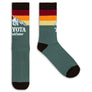 Tee Luv Toyota Land Cruiser Mountain Sunset Crew Length Socks - Blue/Brown/Orange/Yellow