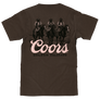 Coors Banquet Golden Colorado Cowboys Double Sided Beer T-Shirt - Tobacco Brown