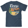 Coors Banquet Retro Colorado Mountain Landscape T-Shirt - Indigo Blue