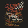 Tee Luv Miller High Life Racing Team Faded Double Sided Beer T-Shirt - Vintage Black