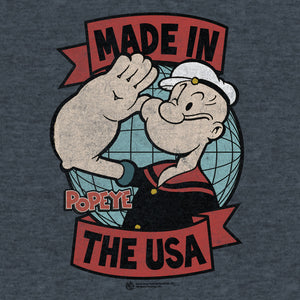 Retro Popeye Made in the USA T-Shirt - Indigo Heather