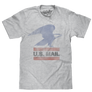 United States Postal Service standing eagle logo and 'U.S. Mail' text distressed and printed on a poly-cotton heather gray tee.