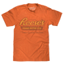 Reese's Peanut Butter Cup logo and 'Two Great Tastes' text printed in a distressed vintage style on a soft, orange heather tee.