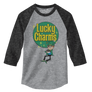 Lucky Charms Retro Logo 3/4 Sleeve Raglan Jersey T-Shirt - Gray and Black