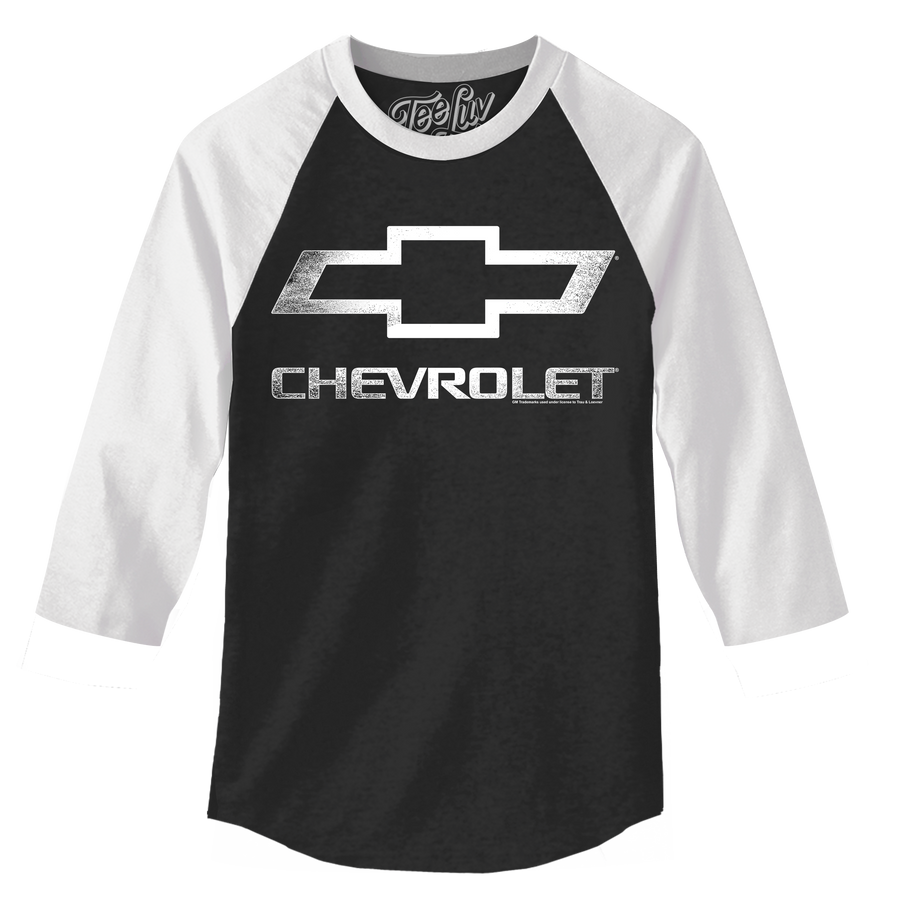 Chevrolet Logo 3/4 Sleeve Raglan Jersey T-Shirt- Black and White