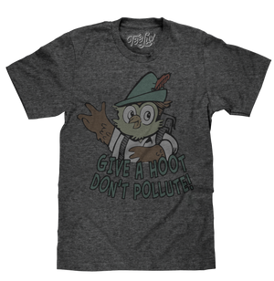 Woodsy Owl Give a Hoot Don't Pollute T- Shirt - Gray