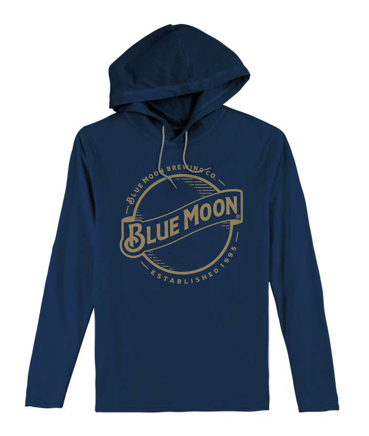 Blue Moon Gold Logo Hooded Jersey T-Shirt - Navy