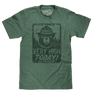 Dark green tri-blend heather t-shirt with a distressed graphic print of a Smokey Bear and Fire Danger Very High Today text.
