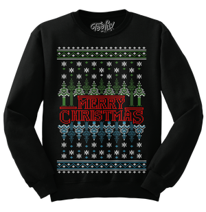 Merry Christmas Ugly Sweater Crewneck - Black