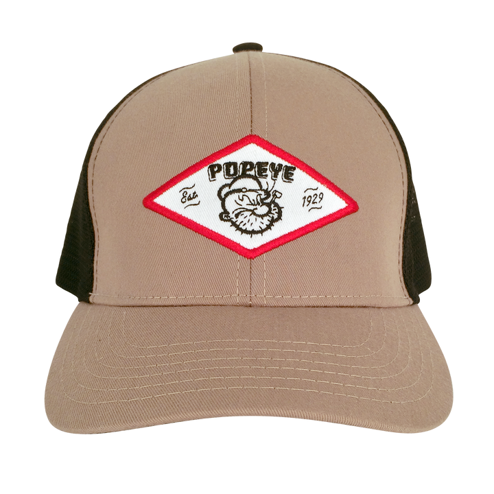 Popeye The Sailor Trucker Hat - Tan and Black