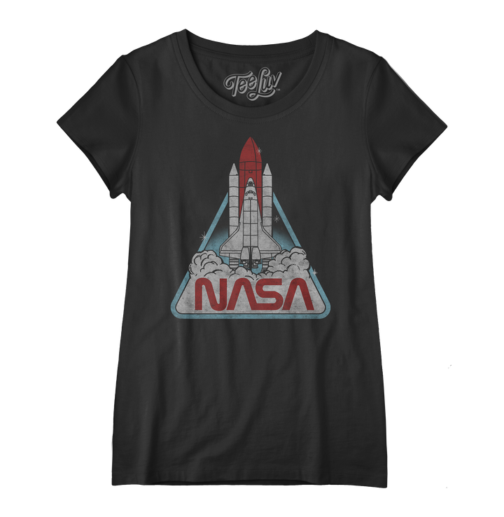 Vintage NASA Shuttle Womens Scoopneck T-Shirt - Black