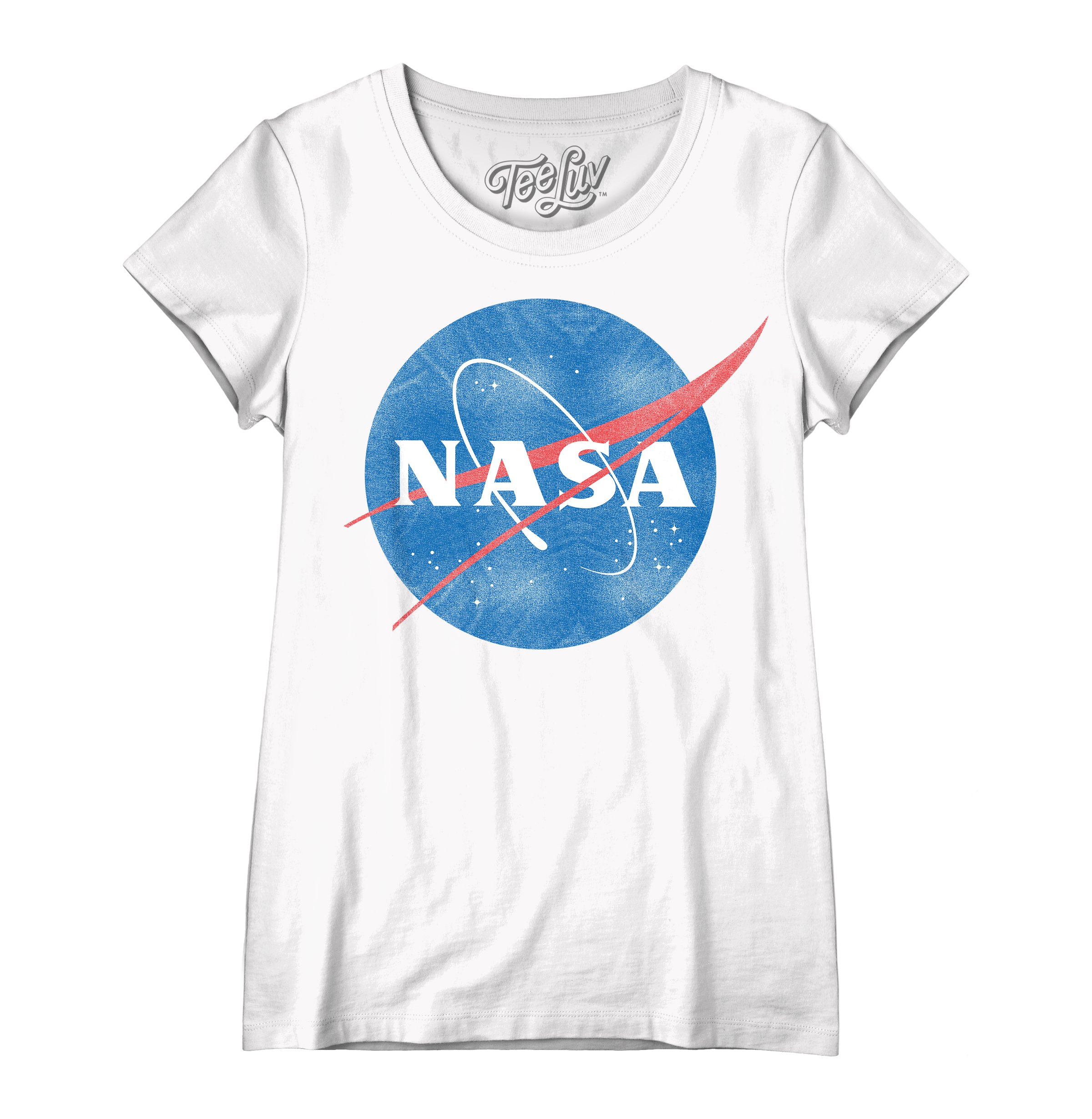 Women\'s Vintage NASA Logo - T-Shirt Scoopneck White Tee Luv –