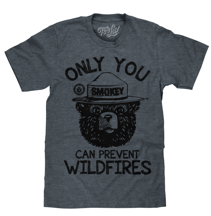 Smokey Bear Only You Can Prevent Wildfires T-Shirt - Indigo