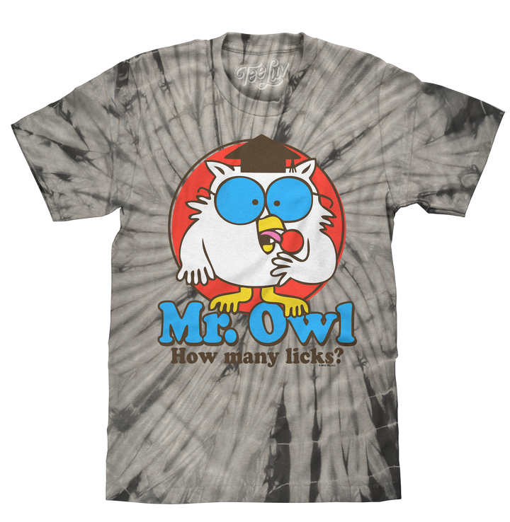 Tootsie Pop Mr. Owl How Many Licks Tie Dye T-Shirt - Black Tie Dye