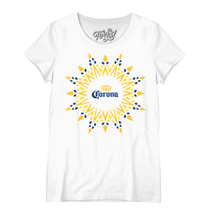 Corona Beer Sun Logo Women's Scoopneck T-Shirt - White