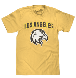 California State University Los Angeles Golden Eagles college athletic team logo printed on a soft, yellow heather t-shirt.
