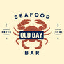 Old  Bay Seafood Bar Lobster Logo Ringer T-Shirt - Beige and Navy