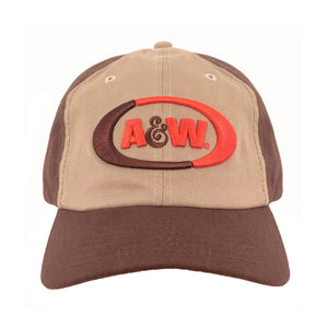 A&W Root Beer Logo Baseball Hat - Brown and Tan