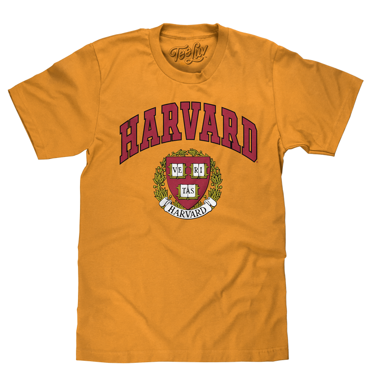 Harvard Veritas Shield College T-Shirt - Mustard Yellow
