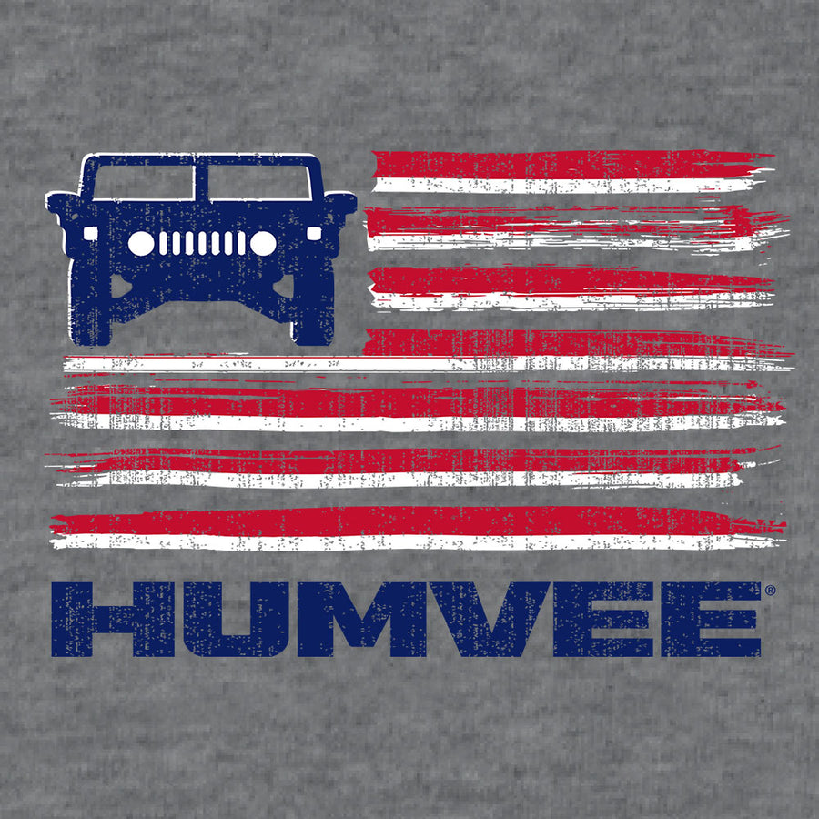 Distressed Humvee American Stars and Stripes T-Shirt - Graphite Heather