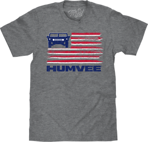 Distressed Humvee American Stars and Stripes T-Shirt - Graphite Heather