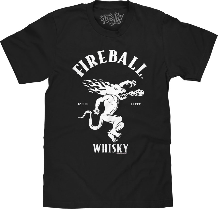 Where's The Fireball Whisky WTF Dragon Mascot T-Shirt - Black
