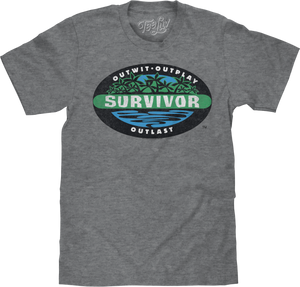 Faded Survivor TV Show Logo T-Shirt - Graphite Heather