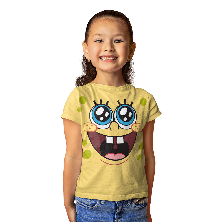 Tee Luv Kids Spongebob Squarepants Face Youth T-Shirt - Banana Yellow