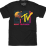 MTV Retro 80s Palm Tree Logo T-Shirt - Black