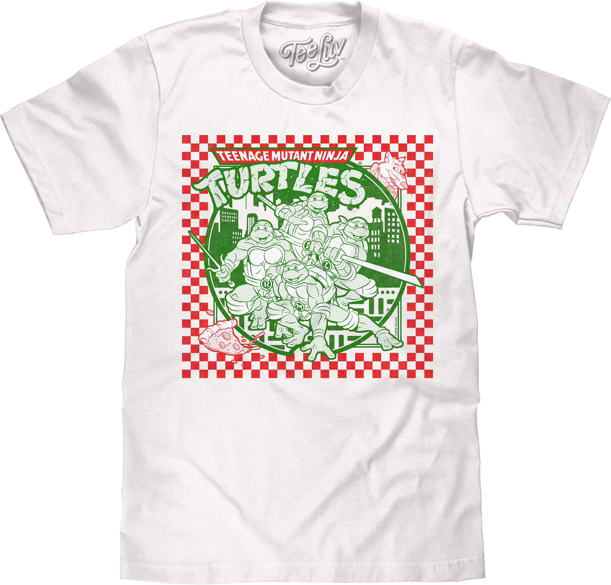 Tee Luv Men's Teenage Mutant Ninja Turtles Pizza T-Shirt