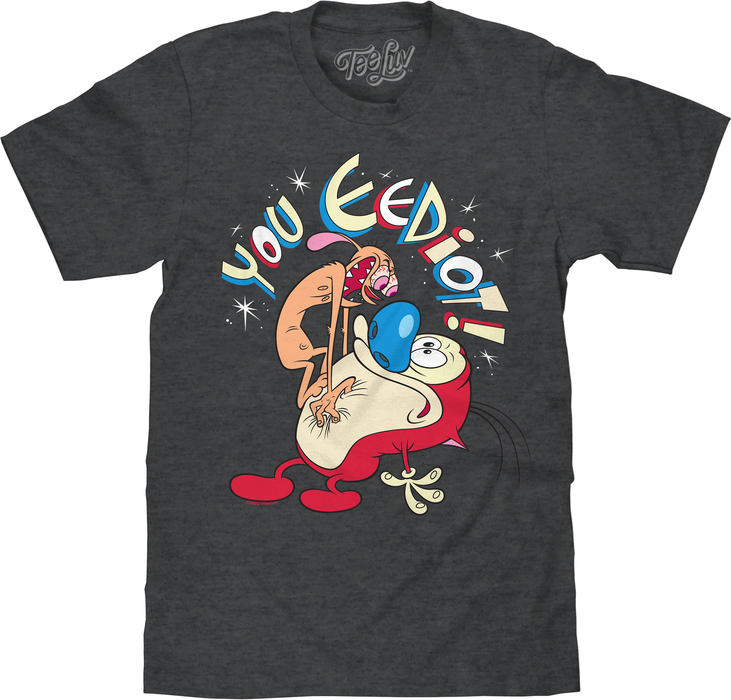 Ren and Stimpy You Eediot T-Shirt - Charcoal Gray Heather – Tee Luv