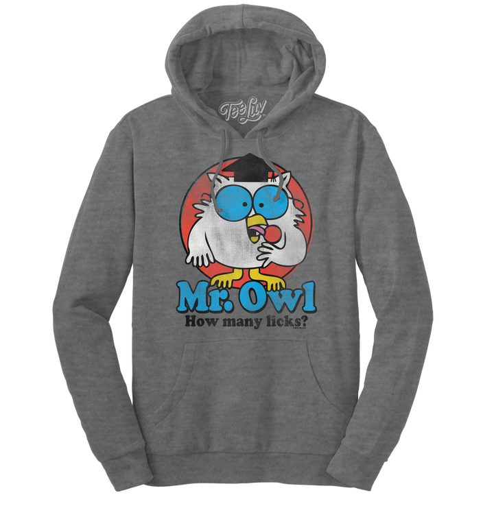 Mr. Owl Tootsie Pop How Many Licks Hooded Sweatshirt - Oxford Gray
