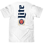 Miller Lite Beer Front and Back Print T-Shirt - White
