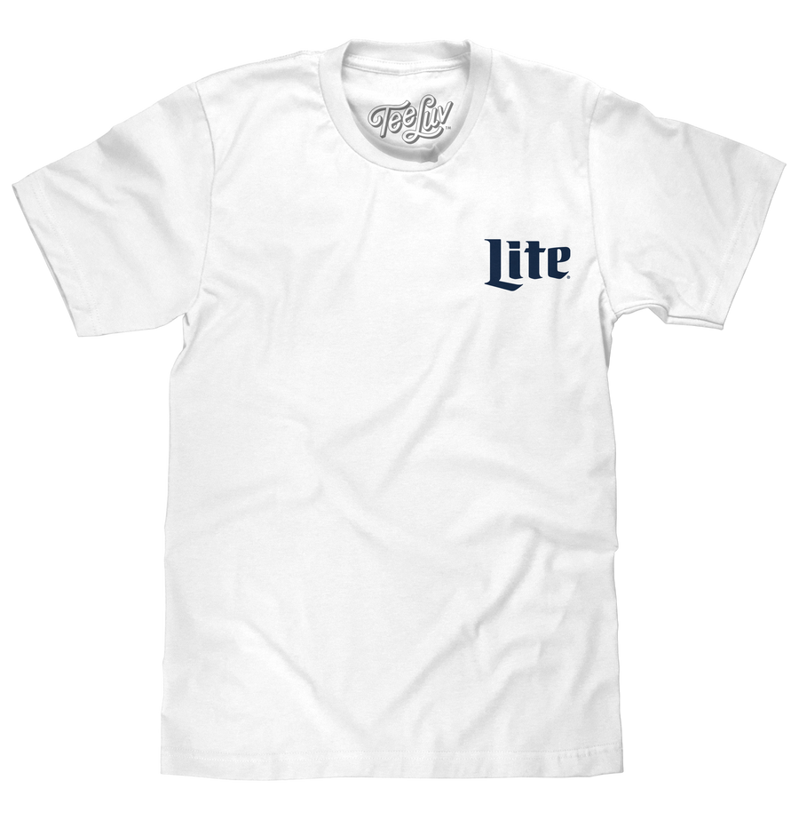 Miller Lite Beer Front and Back Print T-Shirt - White