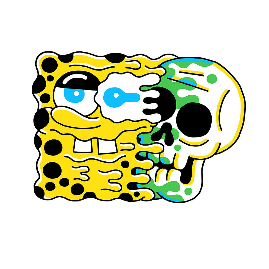 Spongebob Squarepants Cartoon Skull T-Shirt - White