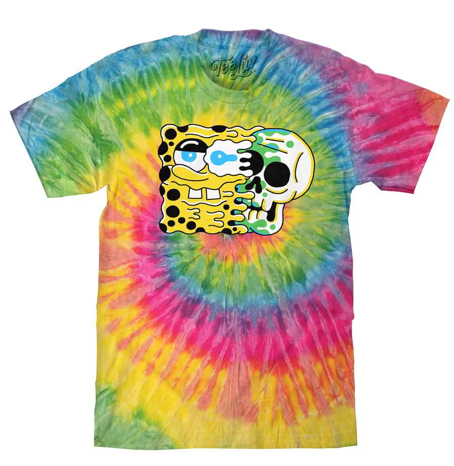 Spongebob Squarepants Cartoon Skull T-Shirt - Saturn Tie Dye