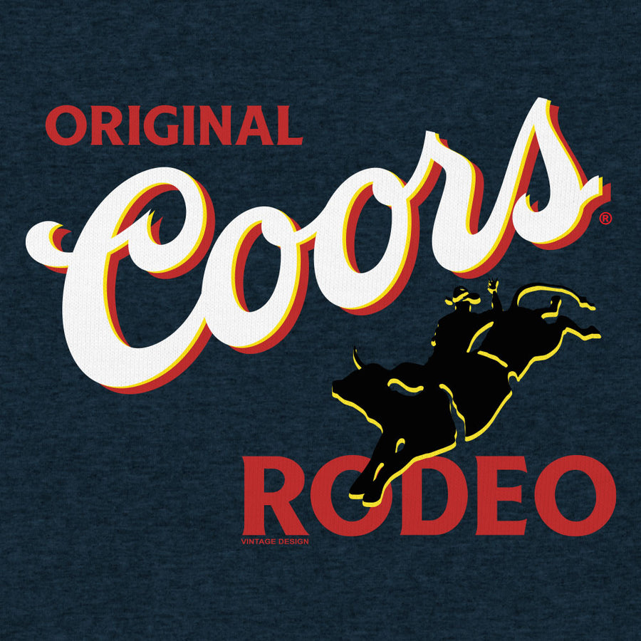 Original Coors Rodeo Cowboy Front and Back Print T-Shirt - Denim Black Heather